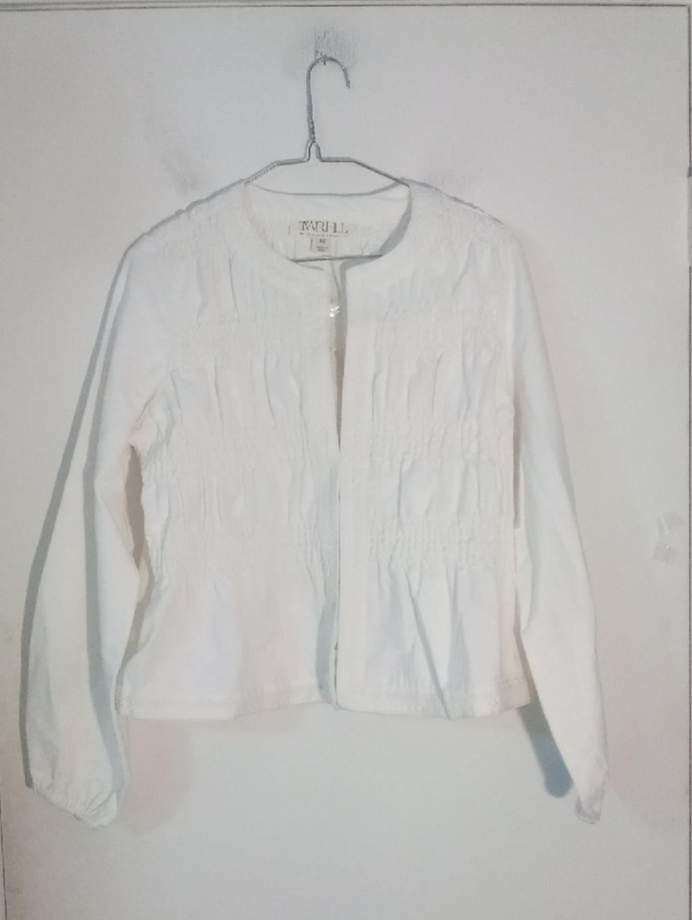 TWR HLL By Christie Brinkley White Top Jacket XS NWT $189 Retail Smocking No